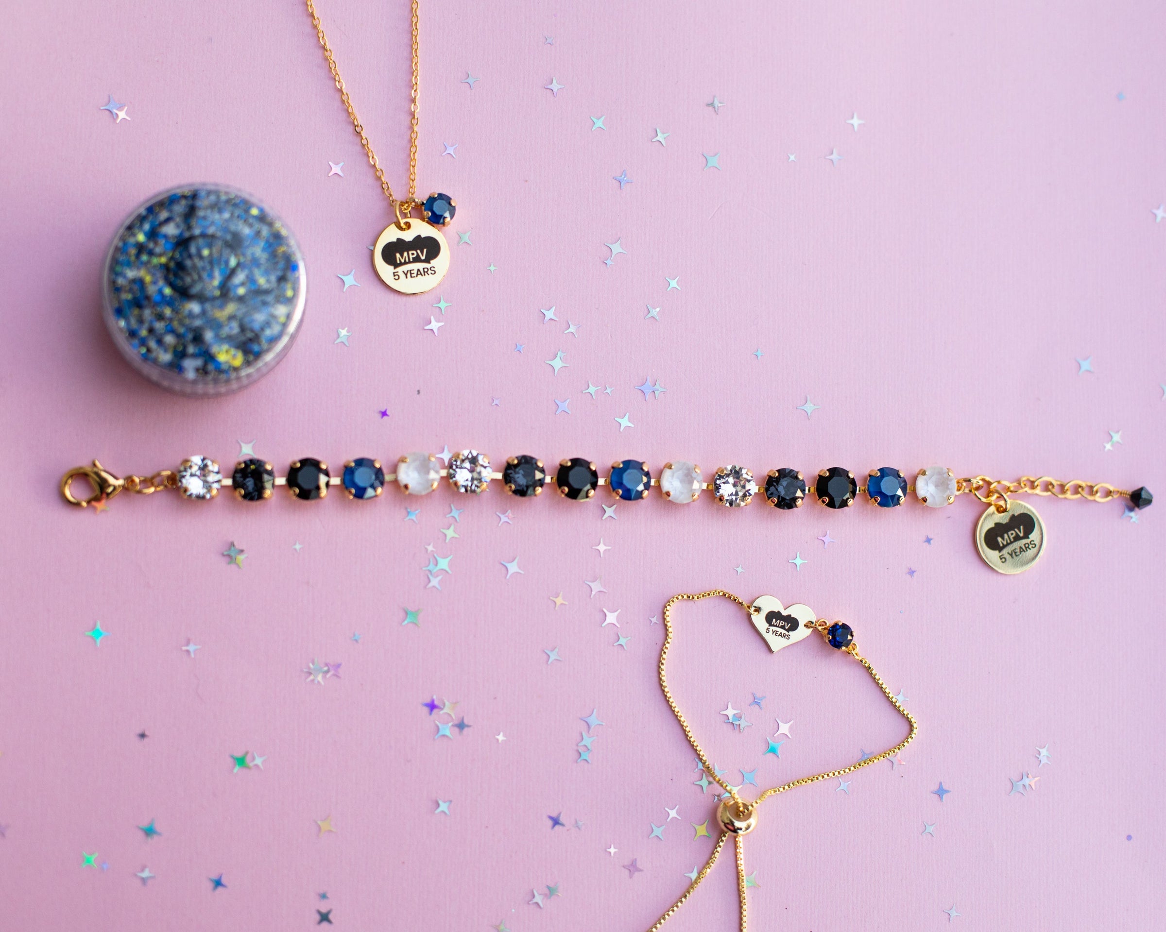 group photo of crystal bracelets