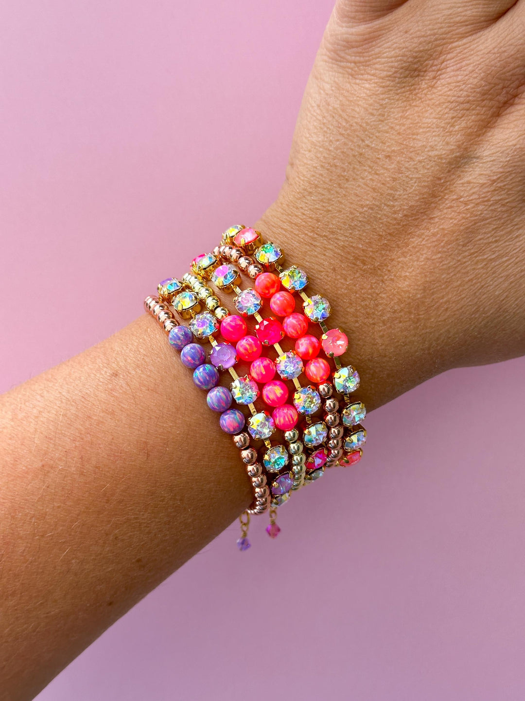 6mm Bracelet Florida Ready - Neon Pink Delite - Choose setting Color and Length