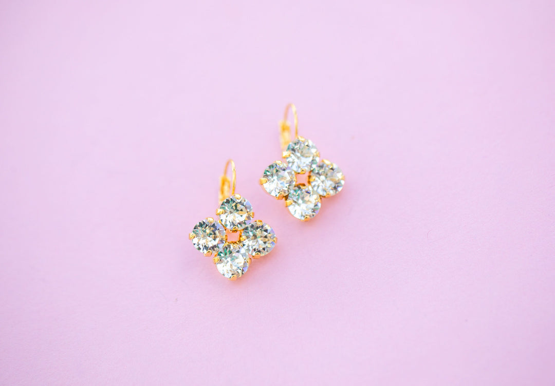 4 stone Clover 8mm Crystal Drops  - choose setting color