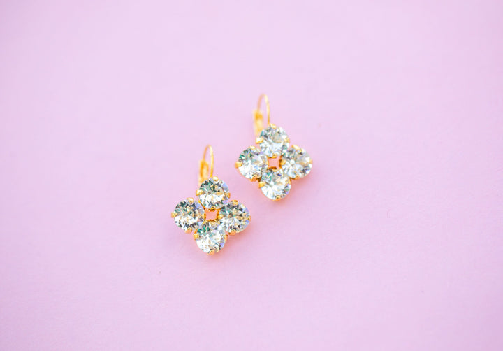 4 stone Clover 8mm Crystal Drops  - choose setting color
