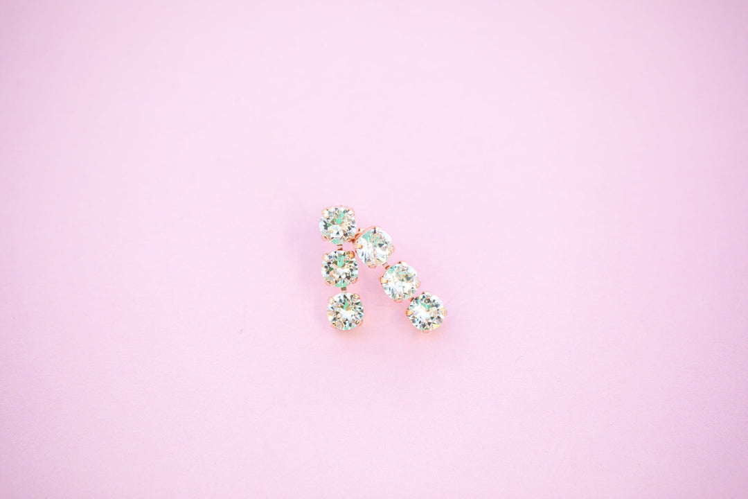 Crystal 8mm 3 stone Stud or Leverback Drop earrings