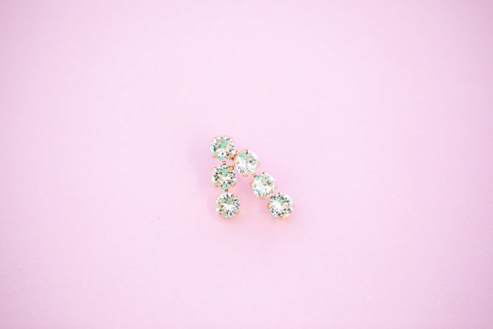 Crystal 8mm 3 stone Stud or Leverback Drop earrings