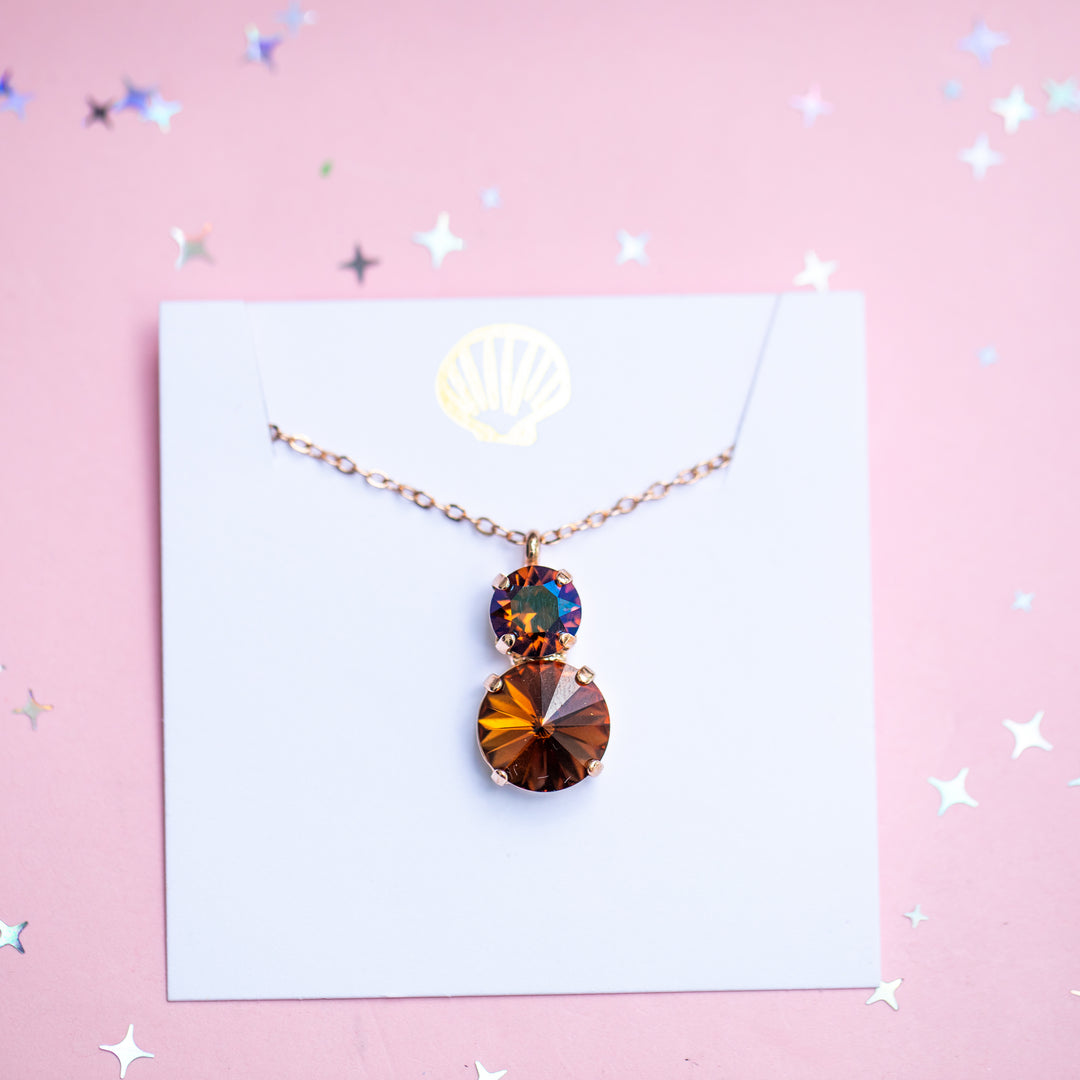 12mm/8mm Rivoli Necklace (Smoked Topaz / Verde)