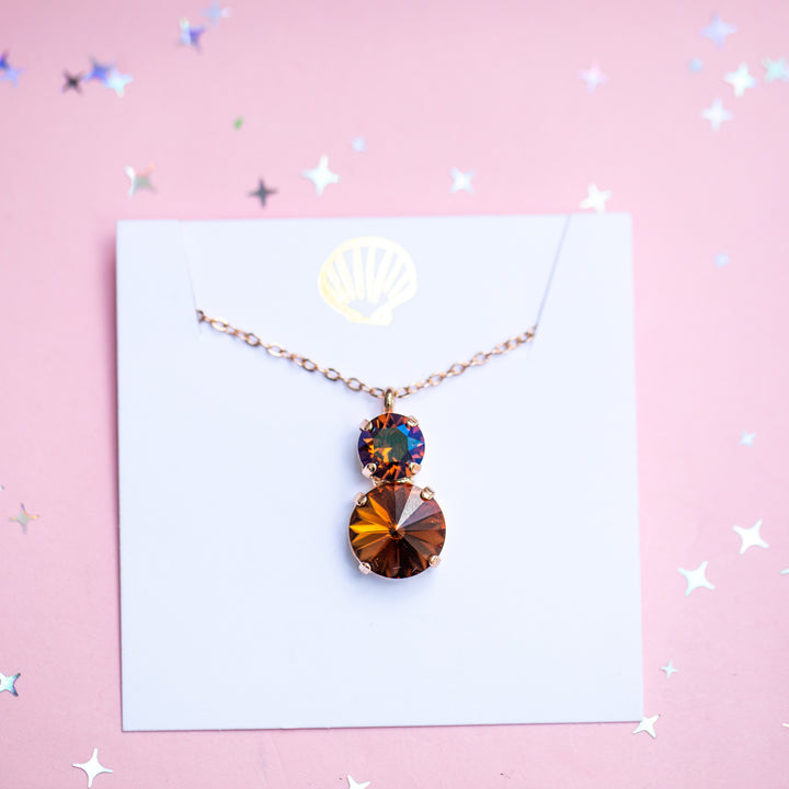 12mm/8mm Rivoli Necklace (Smoked Topaz / Verde)