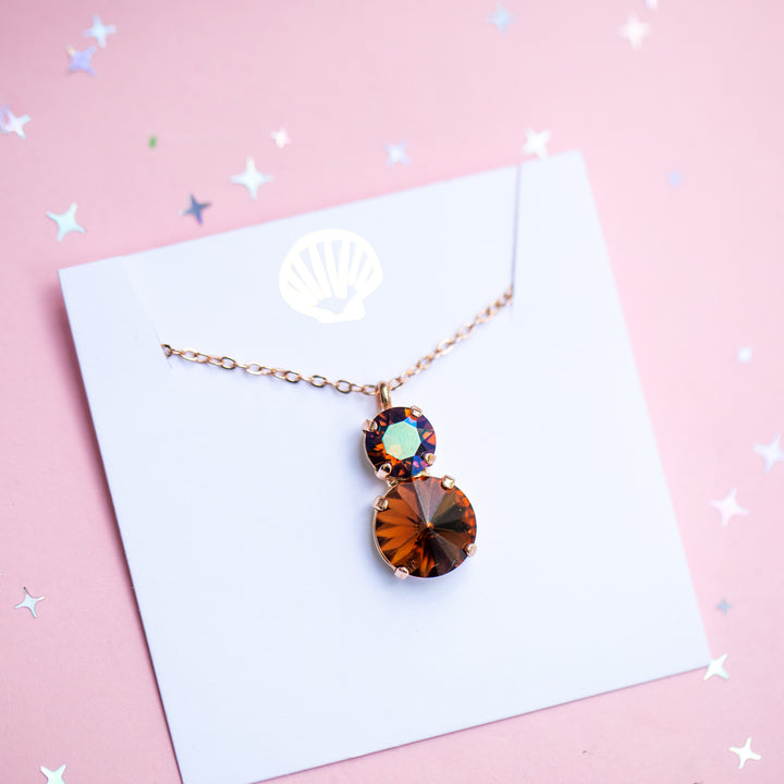 12mm/8mm Rivoli Necklace (Smoked Topaz / Verde)