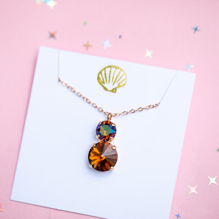 12mm/8mm Rivoli Necklace (Smoked Topaz / Verde)