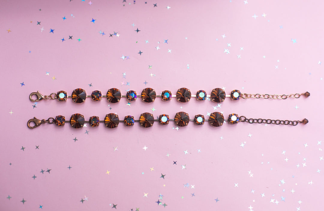 12/8mm Rivoli Crystal Bracelet: Smoked Topaz/ Verde