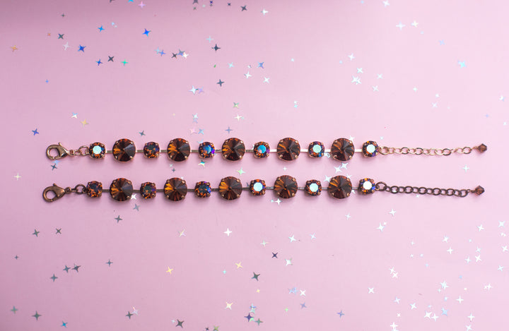 12/8mm Rivoli Crystal Bracelet: Smoked Topaz/ Verde