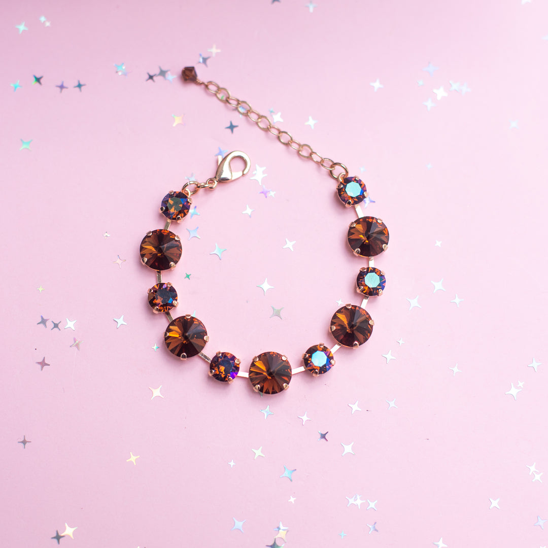 12/8mm Rivoli Crystal Bracelet: Smoked Topaz/ Verde