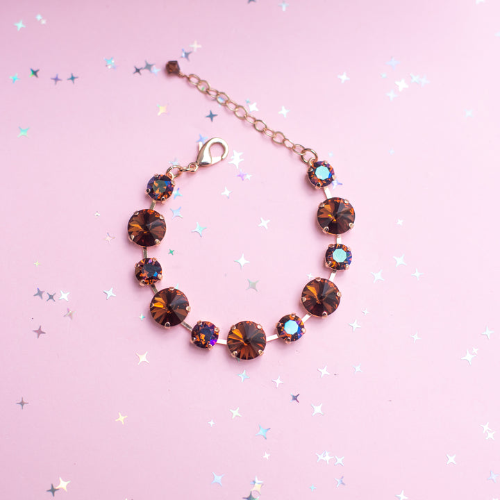 12/8mm Rivoli Crystal Bracelet: Smoked Topaz/ Verde