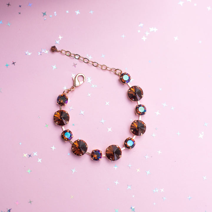12/8mm Rivoli Crystal Bracelet: Smoked Topaz/ Verde