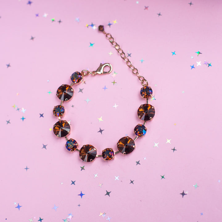 12/8mm Rivoli Crystal Bracelet: Smoked Topaz/ Verde