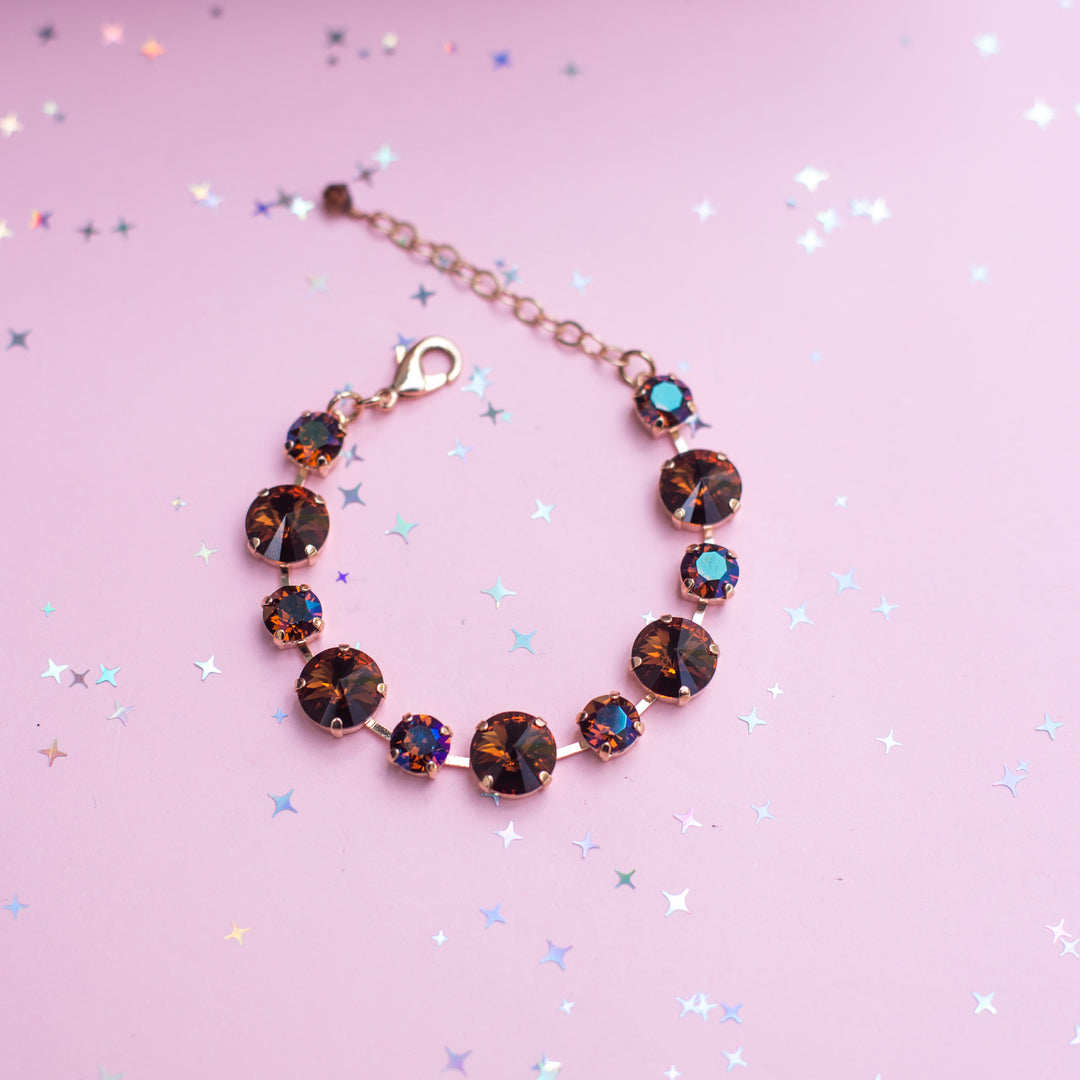 12/8mm Rivoli Crystal Bracelet: Smoked Topaz/ Verde