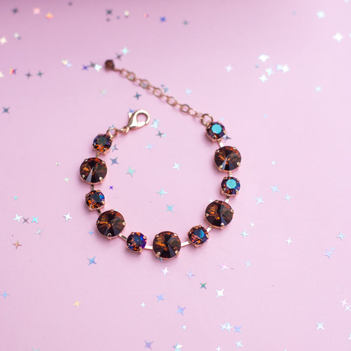 12/8mm Rivoli Crystal Bracelet: Smoked Topaz/ Verde