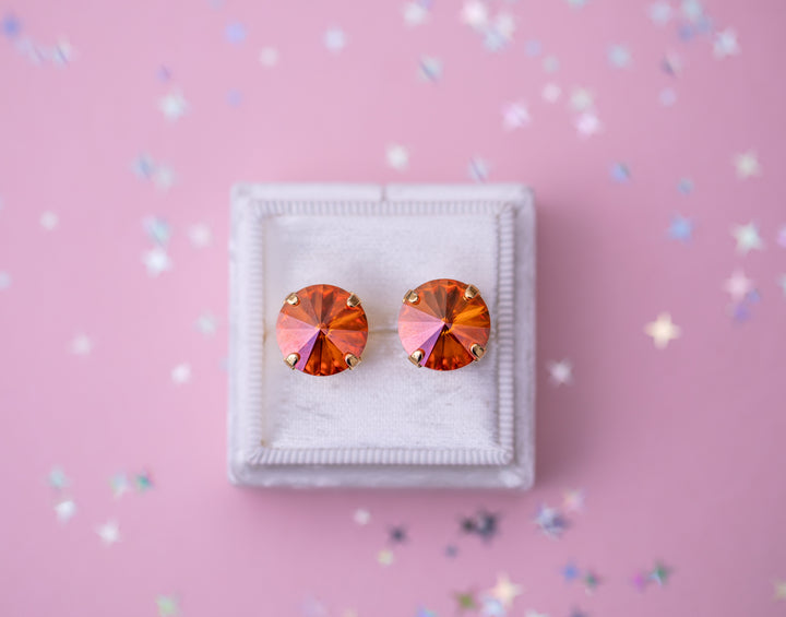 12mm Rivoli Stud OR Drop Earrings- Chili Pepper
