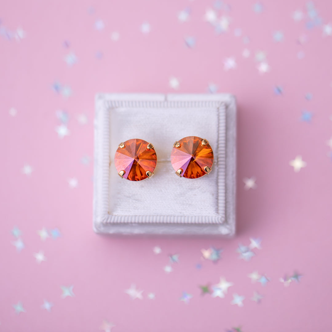 12mm Rivoli Stud OR Drop Earrings- Chili Pepper