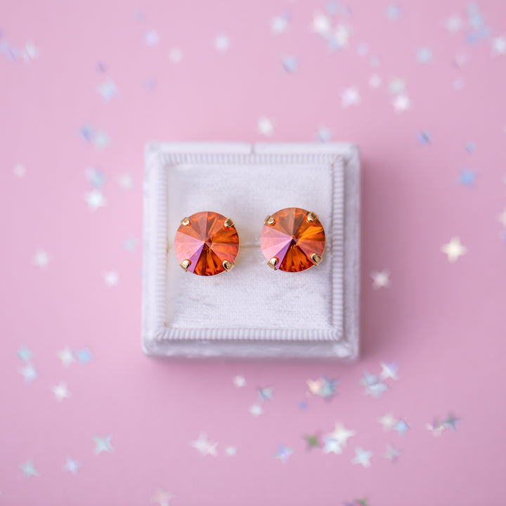12mm Rivoli Stud OR Drop Earrings- Chili Pepper