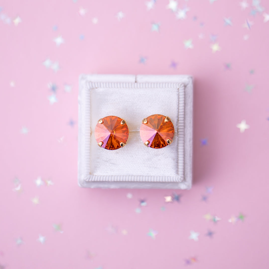 12mm Rivoli Stud OR Drop Earrings- Chili Pepper
