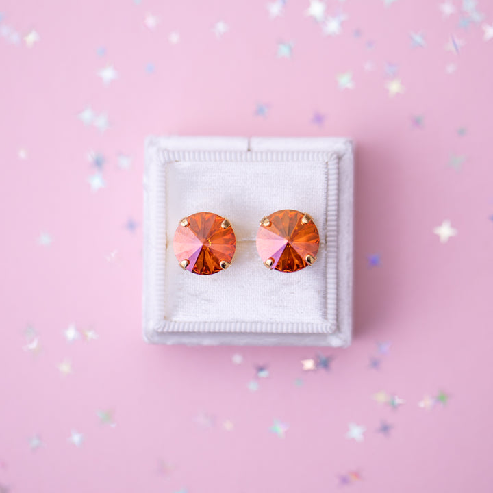 12mm Rivoli Stud OR Drop Earrings- Chili Pepper