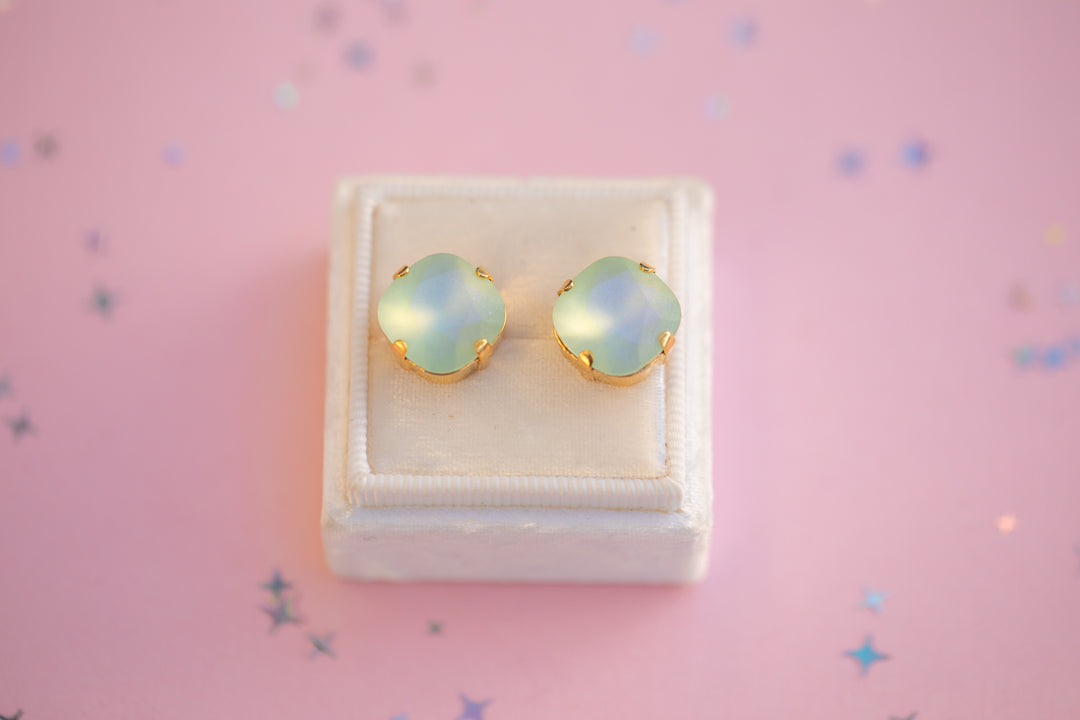 12mm Cushion Cut Earrings (Chrysolite Frost)