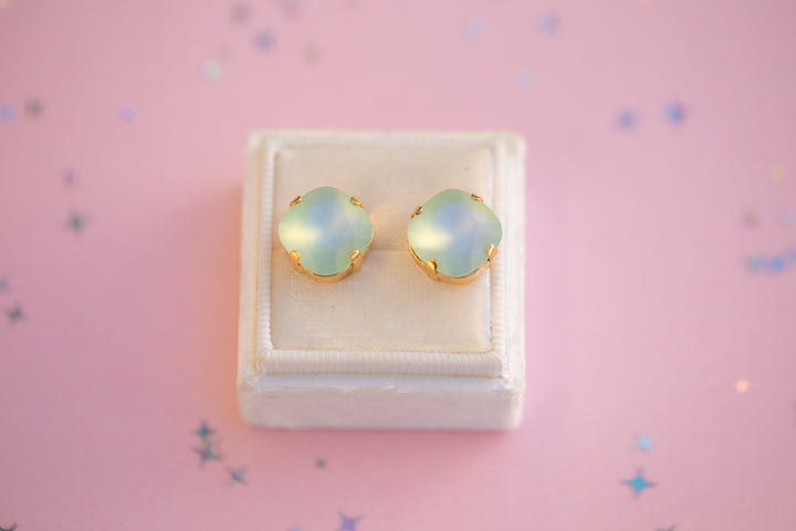 12mm Cushion Cut Earrings (Chrysolite Frost)