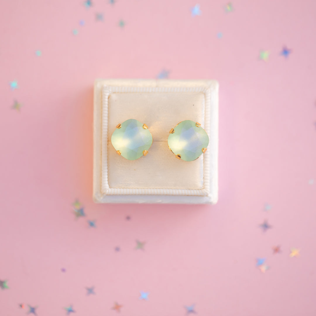 12mm Cushion Cut Earrings (Chrysolite Frost)