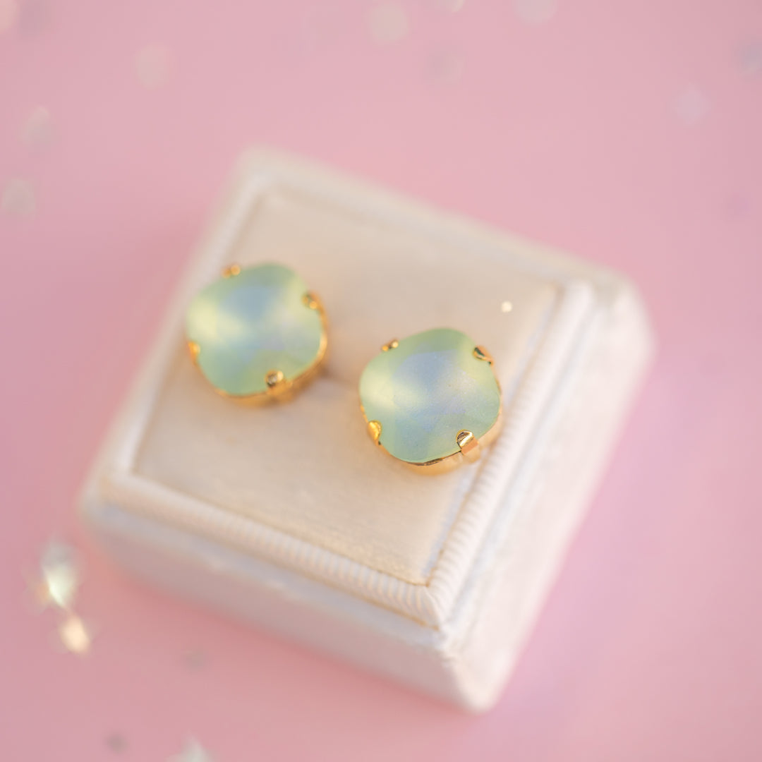 12mm Cushion Cut Earrings (Chrysolite Frost)