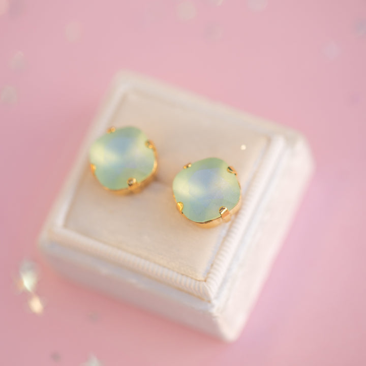 12mm Cushion Cut Earrings (Chrysolite Frost)