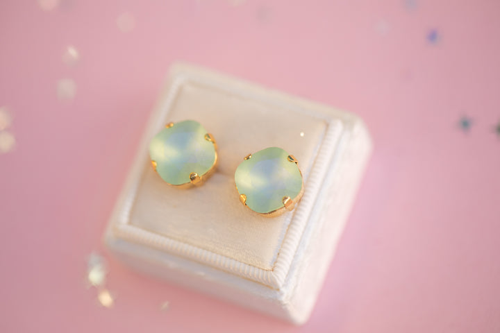 12mm Cushion Cut Earrings (Chrysolite Frost)