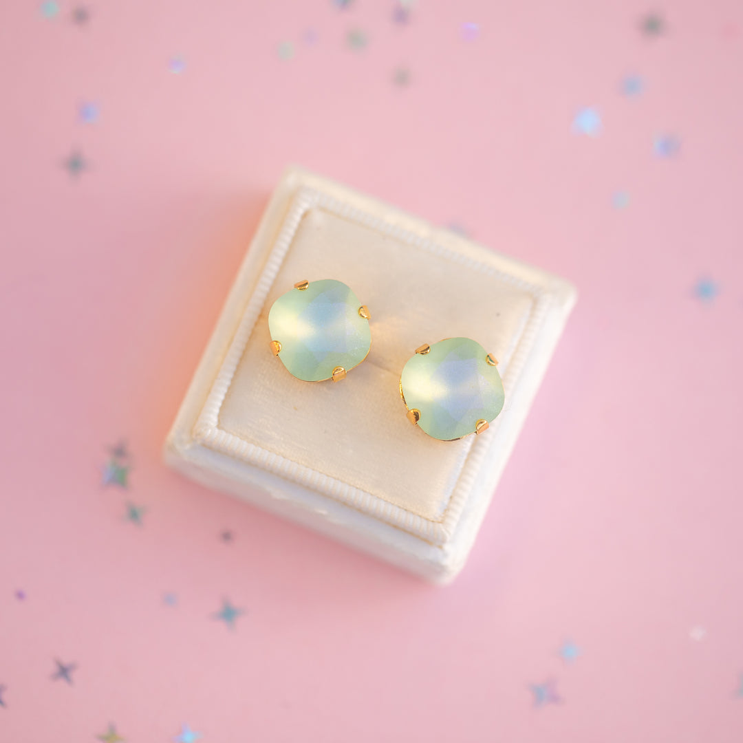 12mm Cushion Cut Earrings (Chrysolite Frost)