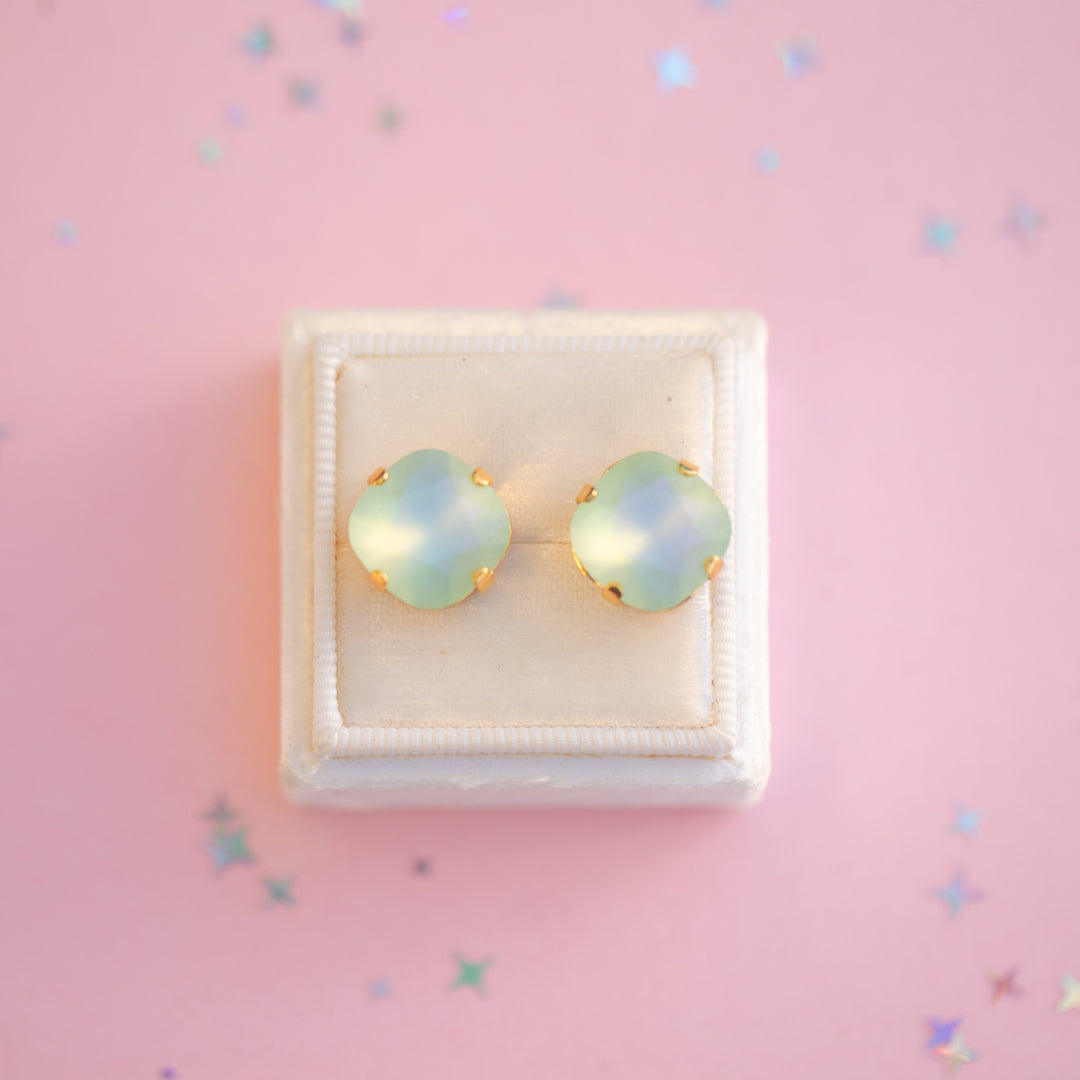 12mm Cushion Cut Earrings (Chrysolite Frost)