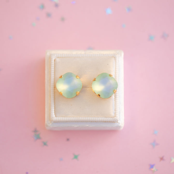 12mm Cushion Cut Earrings (Chrysolite Frost)