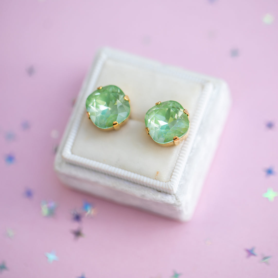 12mm Cushion Cut Earrings (Meadow Twinkle)