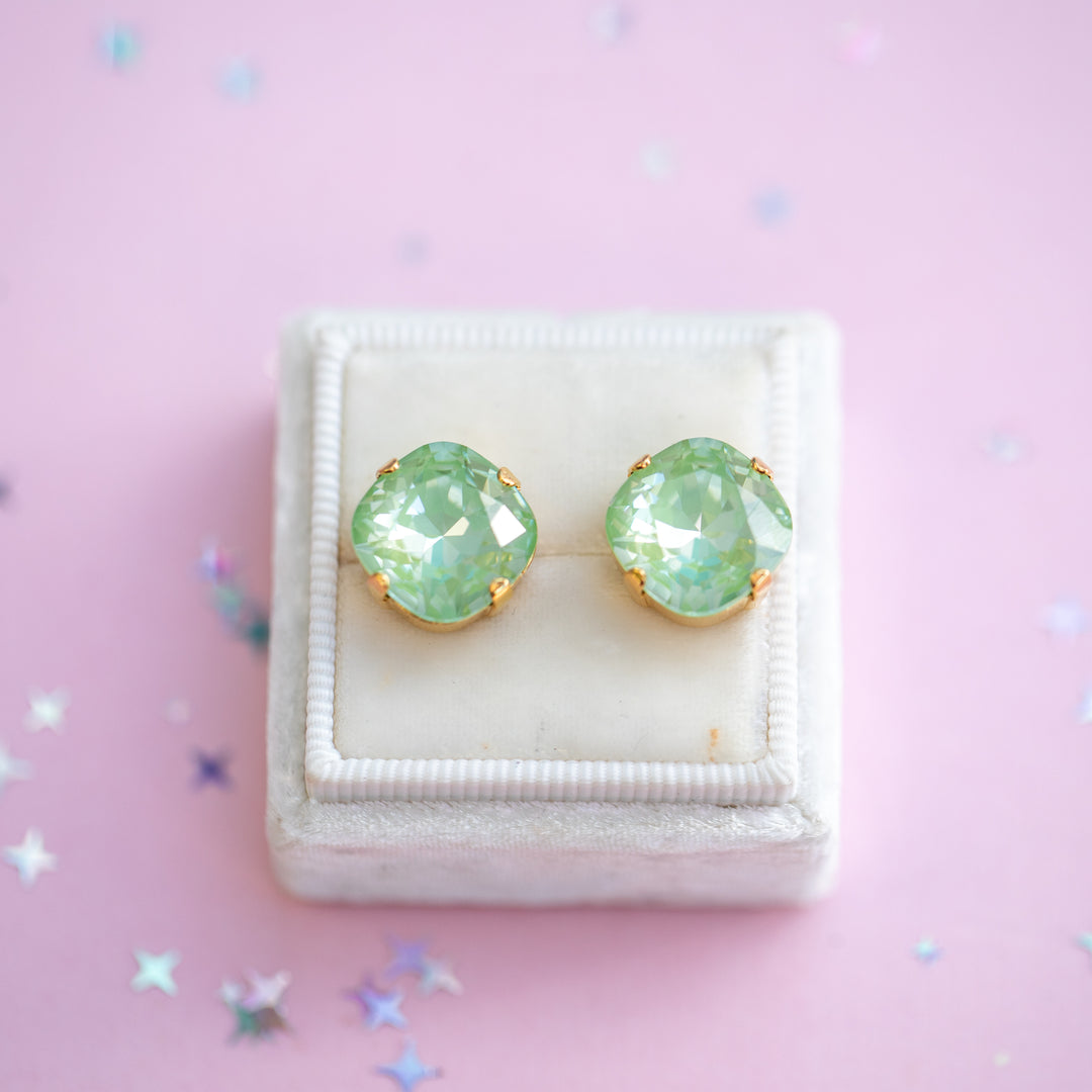 12mm Cushion Cut Earrings (Meadow Twinkle)