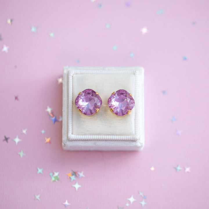 12mm Cushion Cut Earrings (Petunia Twinkle)