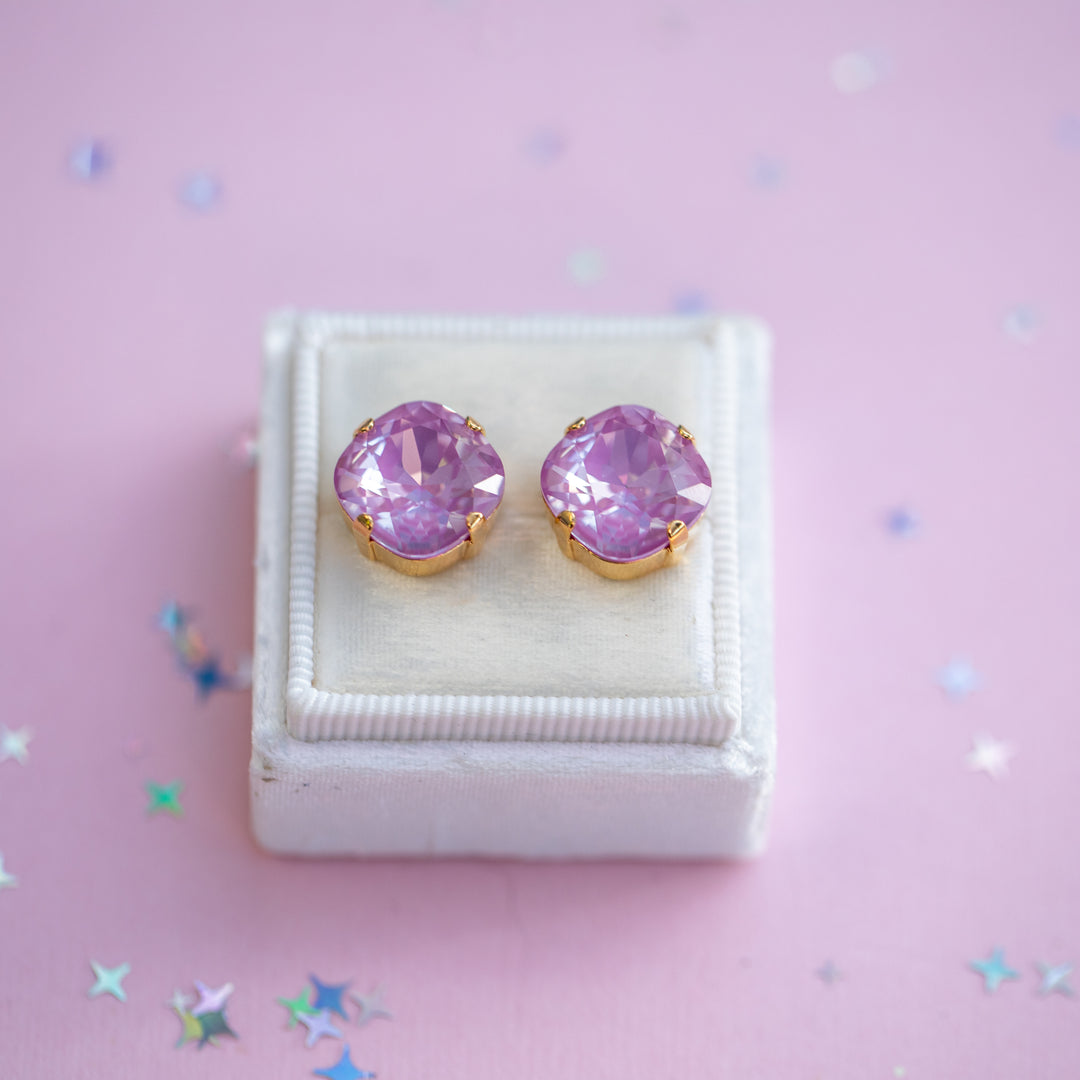 12mm Cushion Cut Earrings (Petunia Twinkle)