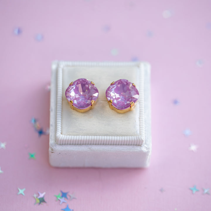 12mm Cushion Cut Earrings (Petunia Twinkle)