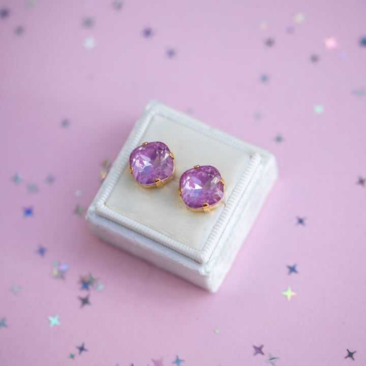 12mm Cushion Cut Earrings (Petunia Twinkle)
