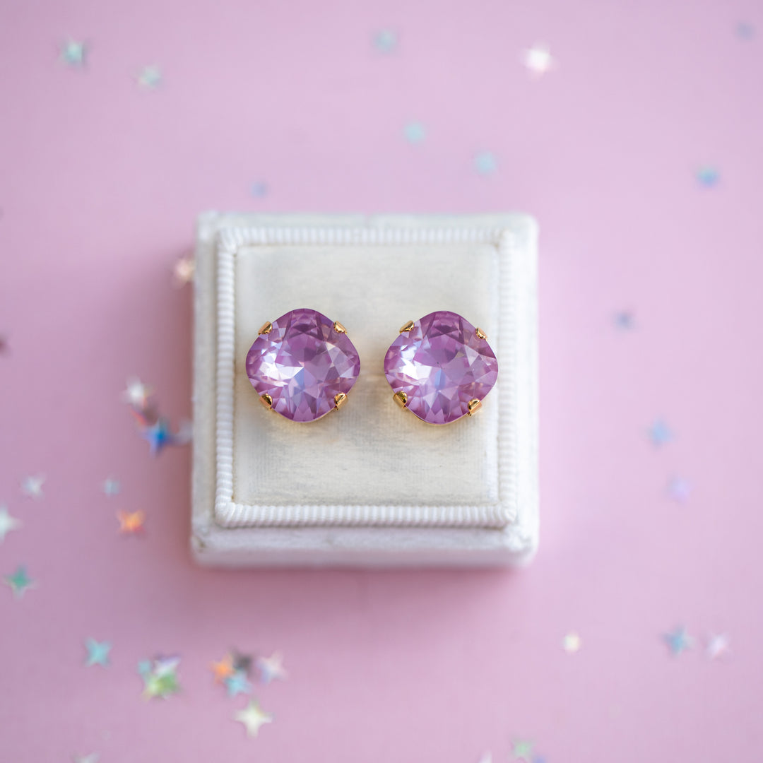 12mm Cushion Cut Earrings (Petunia Twinkle)
