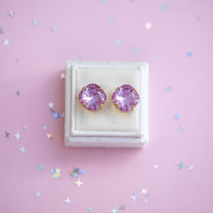 12mm Cushion Cut Earrings (Petunia Twinkle)
