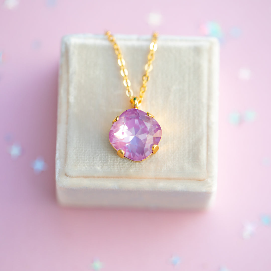 12mm Cushion Cut Necklace - Petunia Twinkle