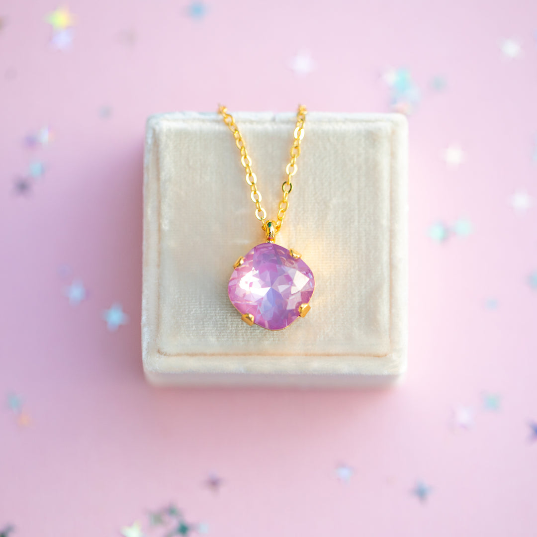 12mm Cushion Cut Necklace - Petunia Twinkle