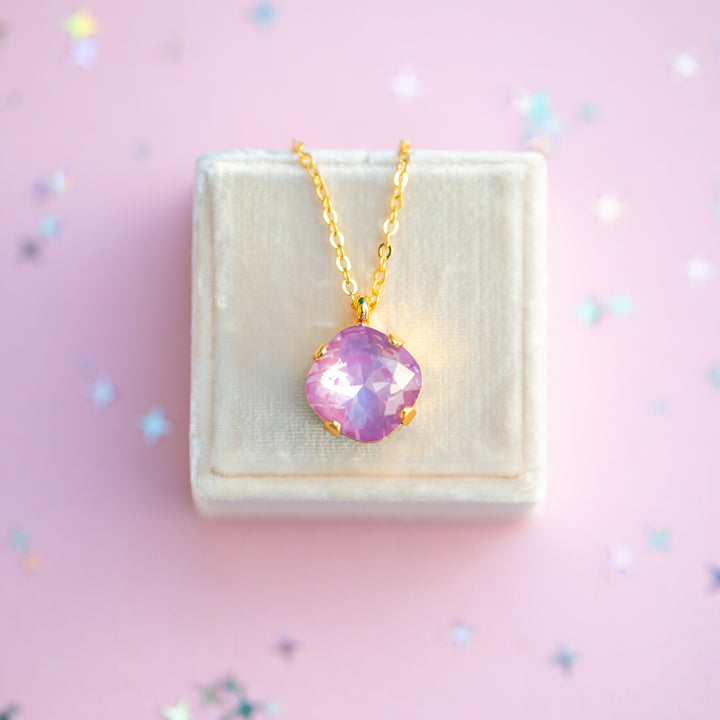 12mm Cushion Cut Necklace - Petunia Twinkle