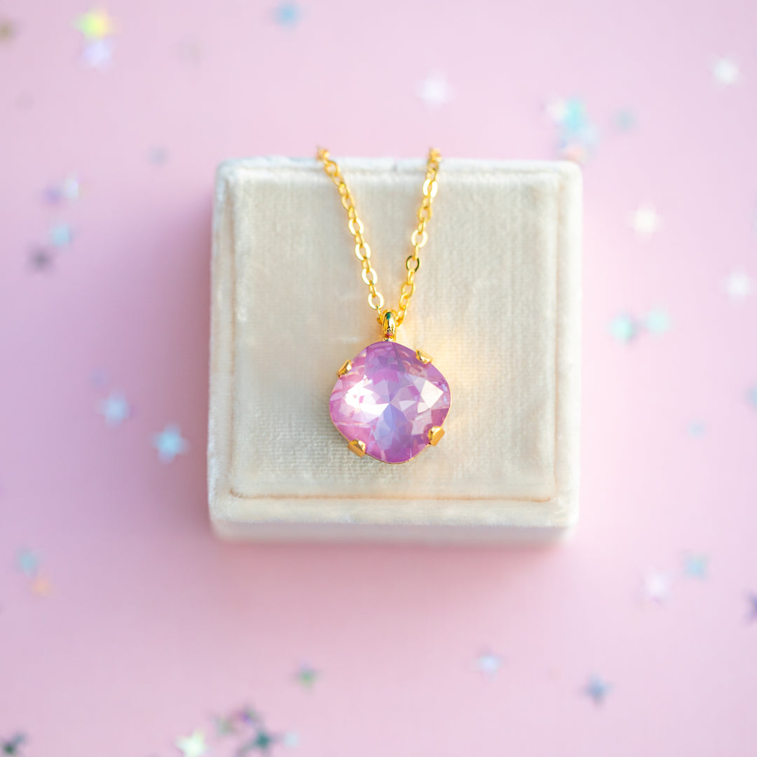 12mm Cushion Cut Necklace - Petunia Twinkle