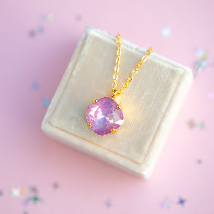 12mm Cushion Cut Necklace - Petunia Twinkle