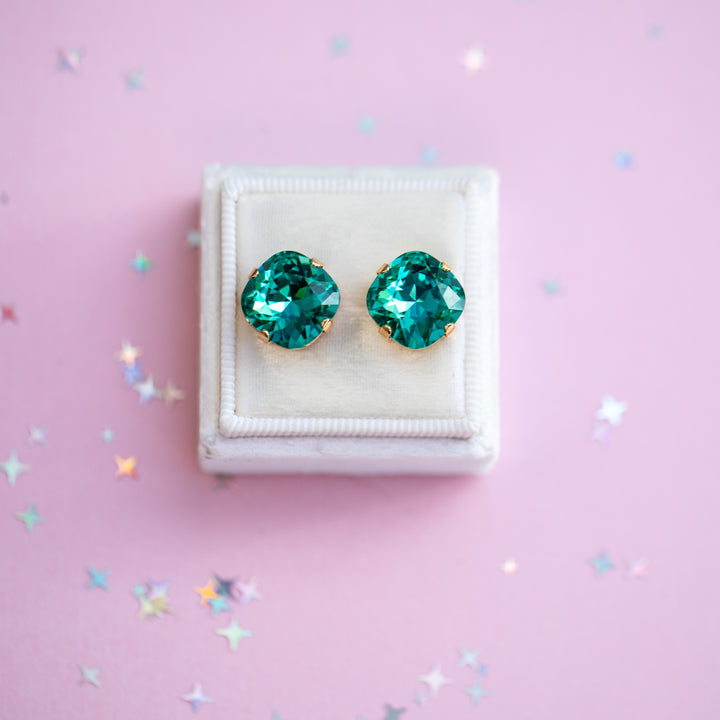 12mm Cushion Cut Earrings (Seaside)