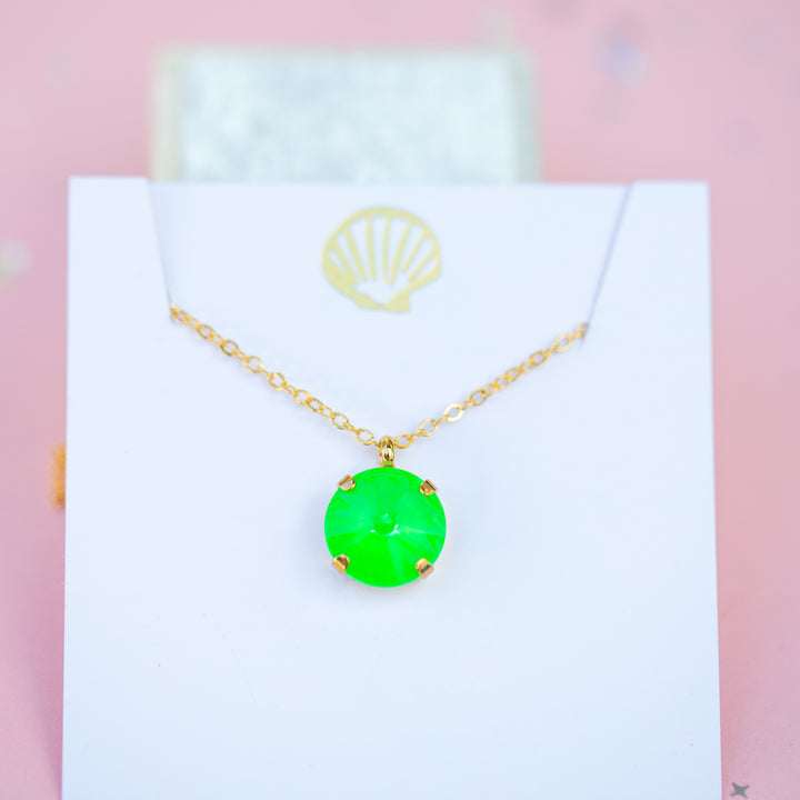 12mm Rivoli Necklace - Electric Green Twinkle