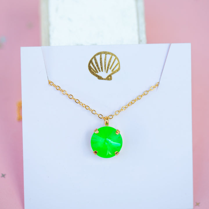12mm Rivoli Necklace - Electric Green Twinkle