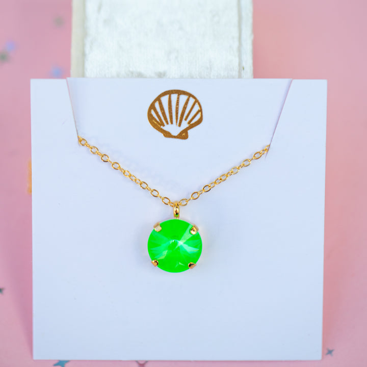 12mm Rivoli Necklace - Electric Green Twinkle