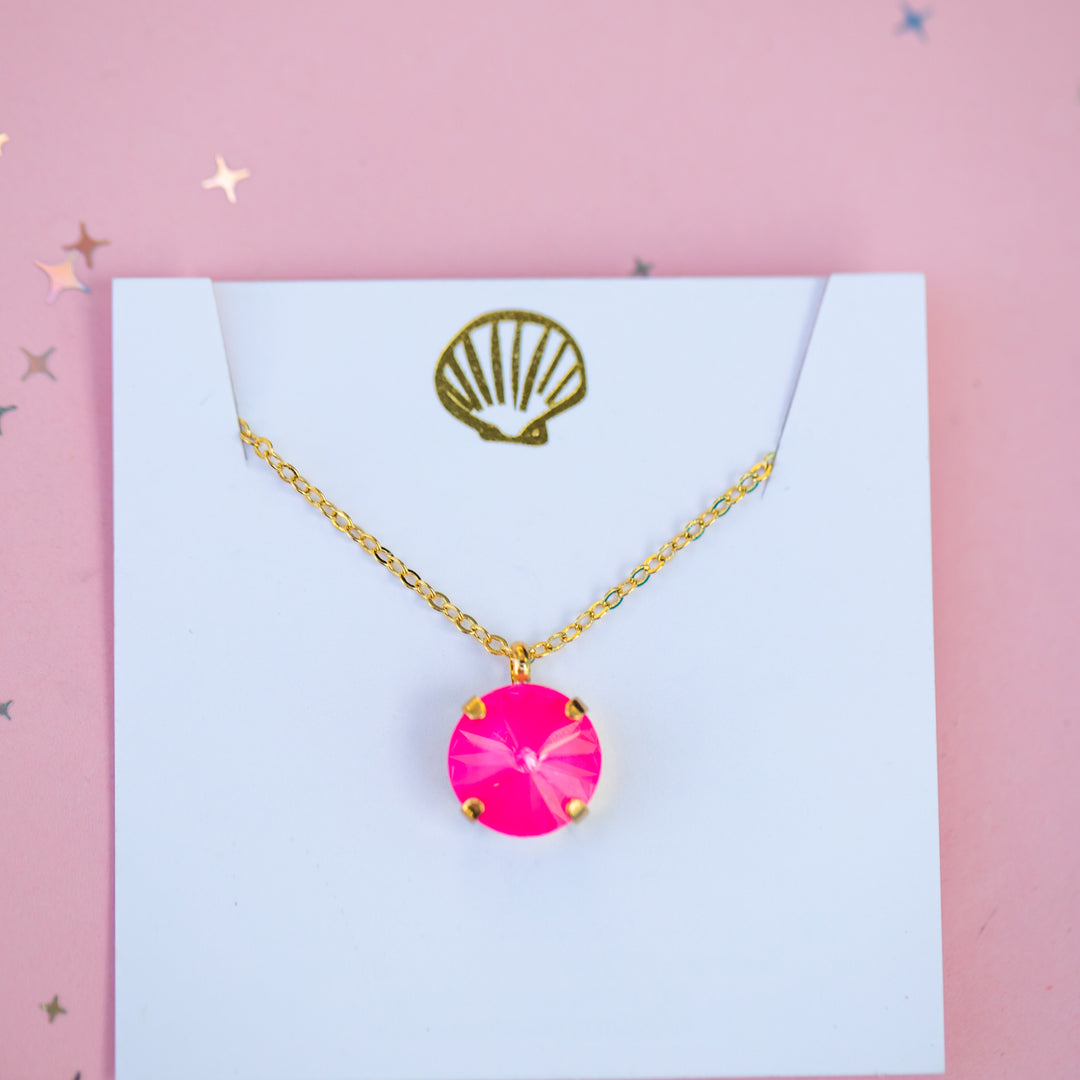12mm Rivoli Necklace - Electric Pink Twinkle